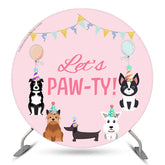 Aperturee Lets Pawty Dogs Pink Round Happy Birthday Backdrop