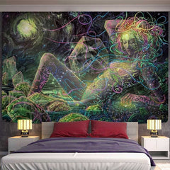 Aperturee Life Girl Galaxy Trippy Novelty Abstract Wall Tapestry