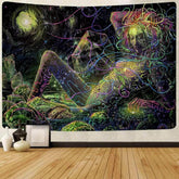 Aperturee Life Girl Galaxy Trippy Novelty Abstract Wall Tapestry