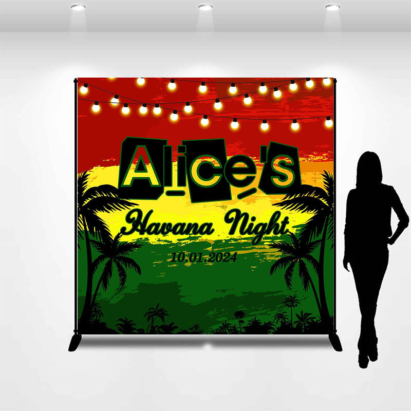 Aperturee - Light Black Coconut Tree Custom Birthday Backdrop