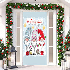 Aperturee - Light Blue Cute Elf Merry Door Cover For Christmas