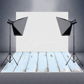 Aperturee - Light Blue Vertical Stripe Wood Rubber Floor Mat