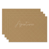 Aperturee - Light Brown Solid Color Fabric Set Of 4 Placemats