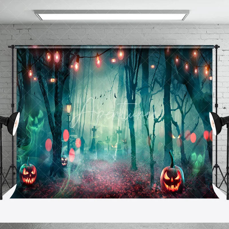 Aperturee - Light Bulb Ghost Cemetery Colorful Forest Backdrop