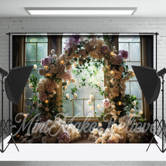 Aperturee - Light Color Rose Arch Light Window Flower Backdrop