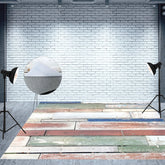 Aperturee - Light Colored Paint Reclaimed Wood Rubber Floor Mat