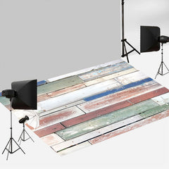 Aperturee - Light Colored Paint Reclaimed Wood Rubber Floor Mat