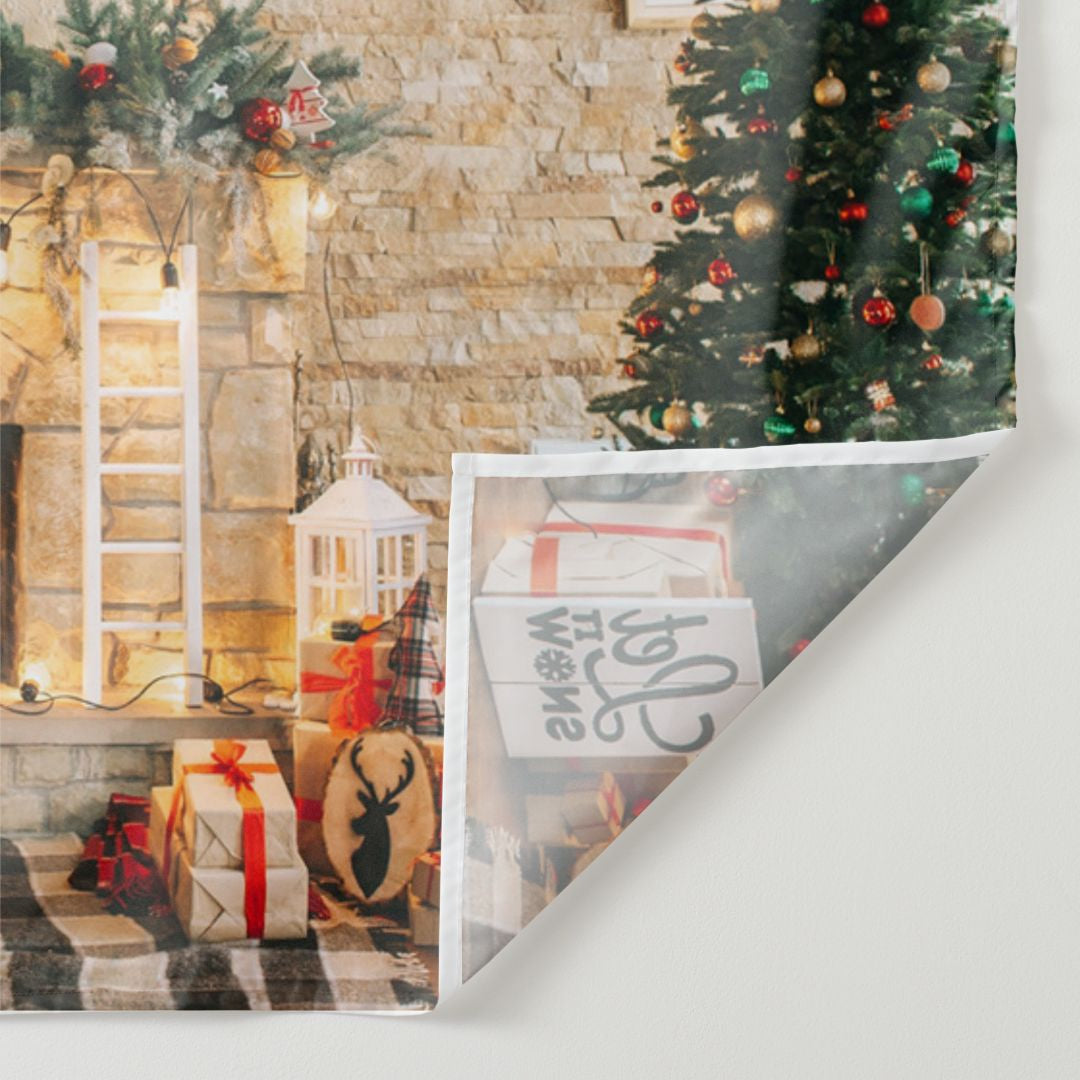 Aperturee - Light Fireplace Let It Snow Christmas Backdrop