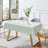 Aperturee - Light Green Elegant Spring Leaves Dining Tablecloth