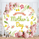 Aperturee - Light Green Leaves Round Happy Mothers Day Backdrop