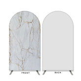 Aperturee - Light Grey Marble Texture Double Sided Arch Backdrop Decor