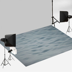 Aperturee - Light Grey Sea Wave Texture Photography Floor Mat