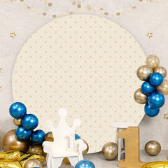 Aperturee - Light Khaki Spot Round Birthday Backdrop For Boy
