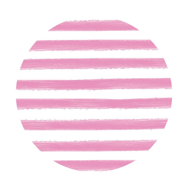 Aperturee - Light Purple And White Stripes Round Birthday Backdrop