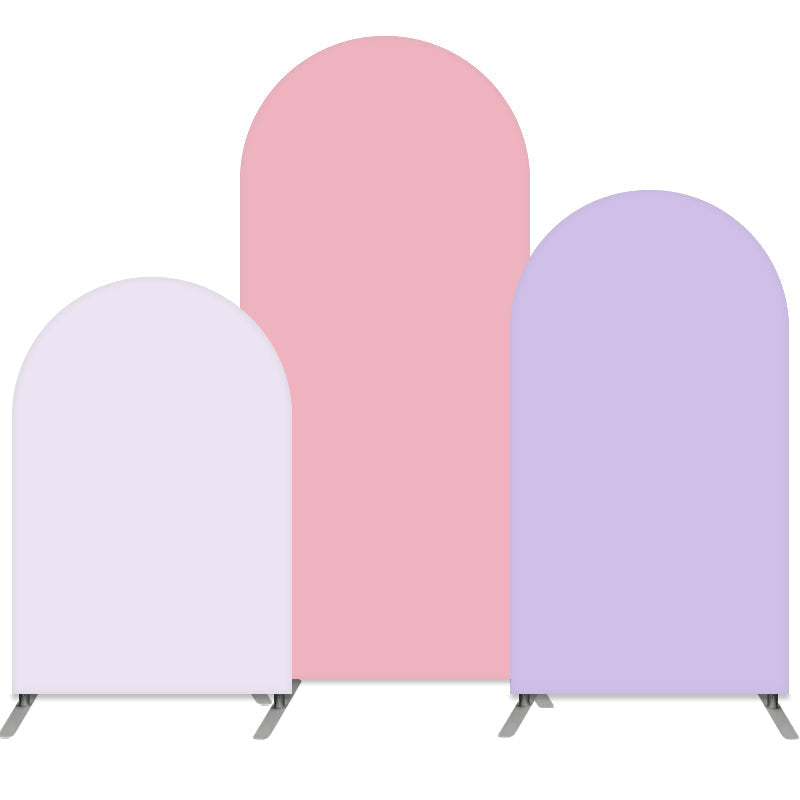 Aperturee Light Purple Pink Arched Backdrop Set Double Sided Tension Fabric Cover
