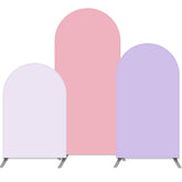 Aperturee Light Purple Pink Arched Backdrop Set Double Sided Tension Fabric Cover