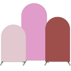 Aperturee - Light Purple Pink Arched Backdrop Set Double Sided Tension Fabric Cover
