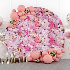 Aperturee - Light Purple Red Floral Wall Round Wedding Backdrop