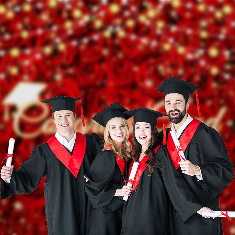 Aperturee - Light Red Rose Congrats Grad Backdrop For Photo