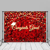 Aperturee - Light Red Rose Congrats Grad Backdrop For Photo