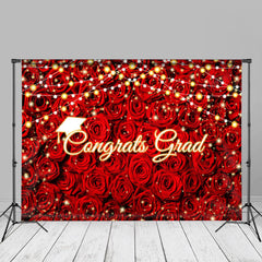 Aperturee - Light Red Rose Congrats Grad Backdrop For Photo