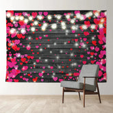 Aperturee - Lighting Hearts Wooden Happy Valentines Day Backdrop