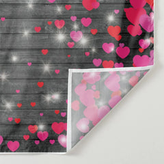 Aperturee - Lighting Hearts Wooden Happy Valentines Day Backdrop