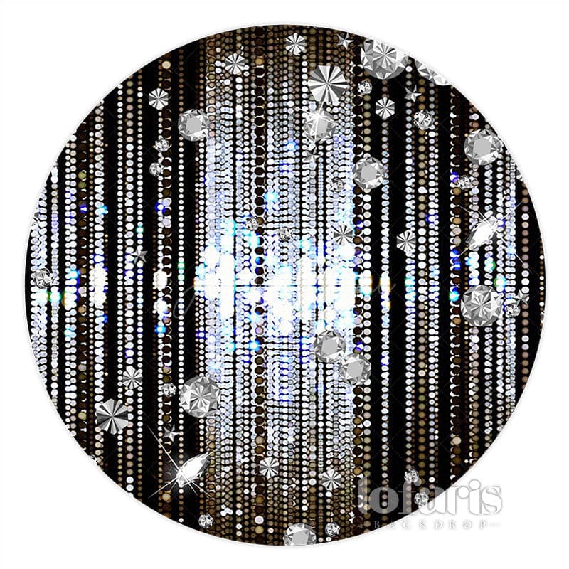 Aperturee Lighting Silver Lines Black Circle Birthday Backdrop