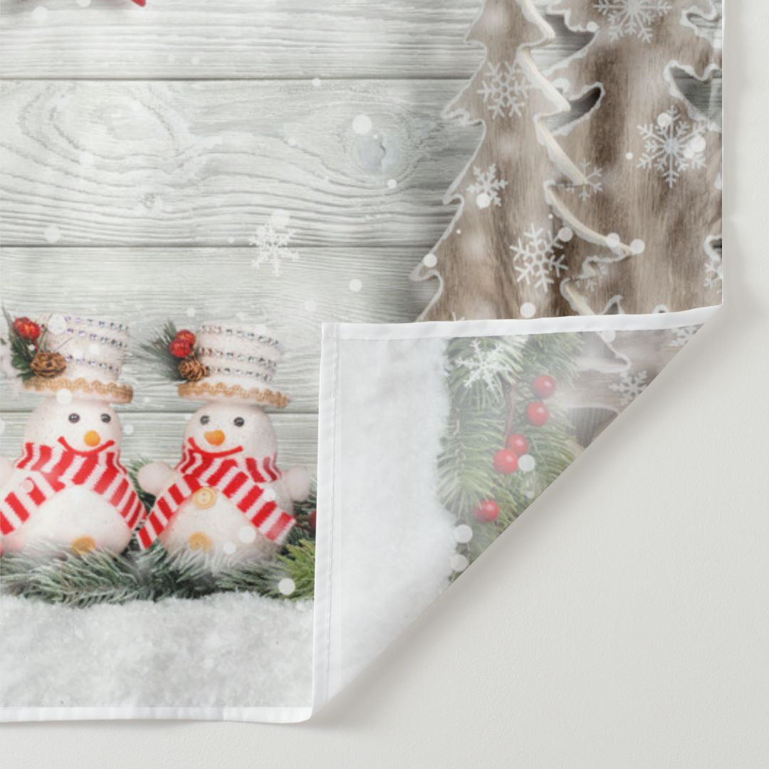 Aperturee - Litter Snowman Red Star Wood Christmas Backdrop