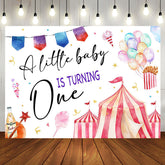 Aperturee - Little Baby Is Turning One Circus Birthday Backdrop