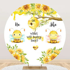 Aperturee - Little Bee Honeycomb Round Gender Reveal Backdrop