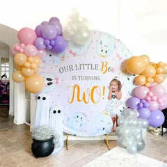 Aperturee - Little Boo Is Turning 2 Round Birthday Backdrop