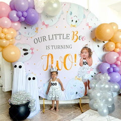 Aperturee - Little Boo Is Turning 2 Round Birthday Backdrop