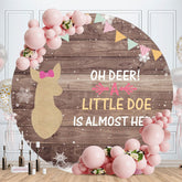 Aperturee - Little Doe Almost Here Round Baby Shower Backdrop