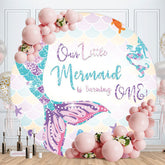 Aperturee - Little Glitter Mermaid Round 1st Birthday Backdrop
