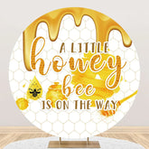 Aperturee - Little Honey Bee Honeycomb Round Baby Shower Backdrop