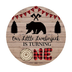 Aperturee - Little Lumberjack Round 1st Birthday Backdrop