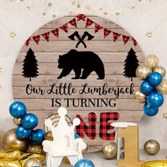 Aperturee - Little Lumberjack Round 1st Birthday Backdrop