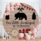 Aperturee - Little Lumberjack Round 1st Birthday Backdrop