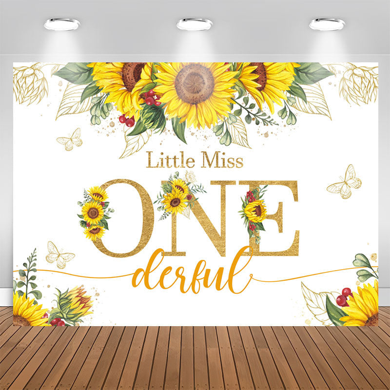 Aperturee - Little Miss Onederful Sunflower 1st Birthday Backdrop