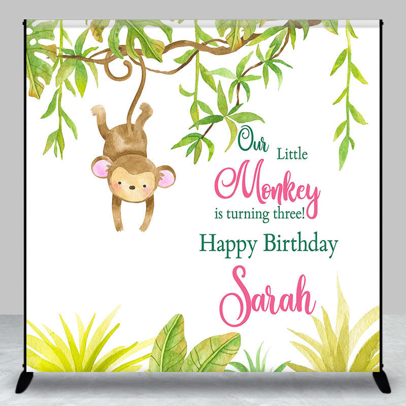 Aperturee - Little Monkey Turing Three Custom Birthday Backdrop