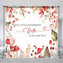 Aperturee - Little Mushroom Leaves Custom Baby Shower Backdrop