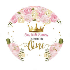 Aperturee - Little Princess Is Turning One Round Birthday Backdrop
