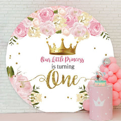 Aperturee - Little Princess Is Turning One Round Birthday Backdrop