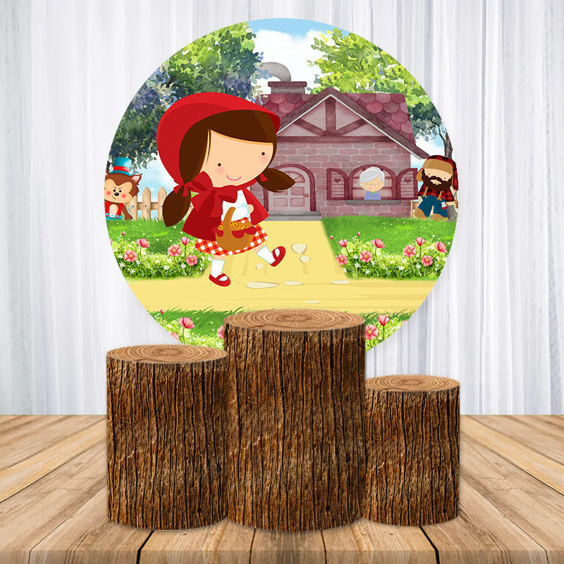 Aperturee Little Red Riding Hood Theme Party Round Backdrop Kit