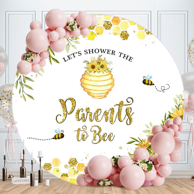 Aperturee - Little Yellow Glitter Bee Baby Shower Backdrop