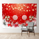 Aperturee - Lollipop Light Strip Red Bokeh Christmas Backdrop