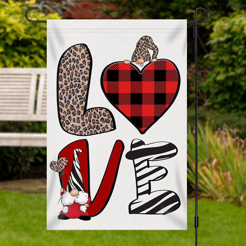 Aperturee - Love Cute Gnome Burlap Merry Christmas Garden Flag