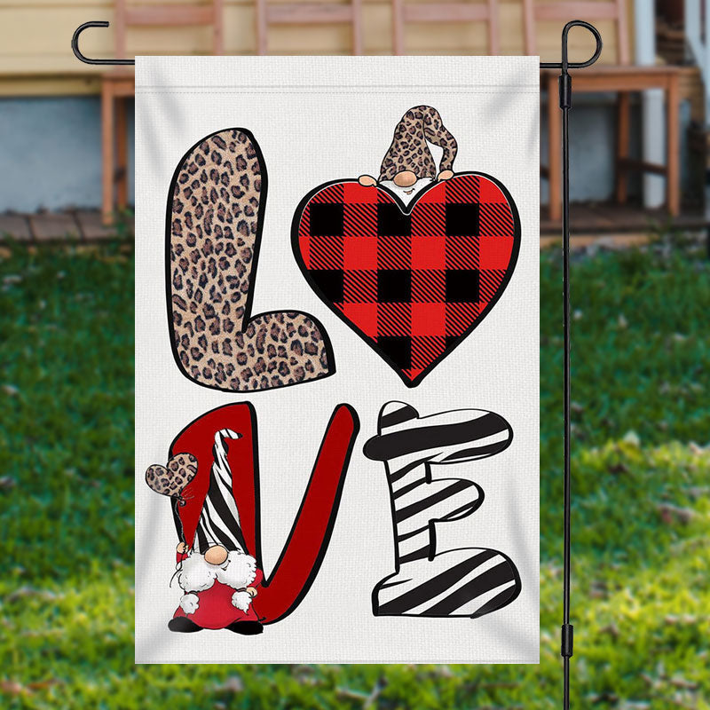 Aperturee - Love Cute Gnome Burlap Merry Christmas Garden Flag