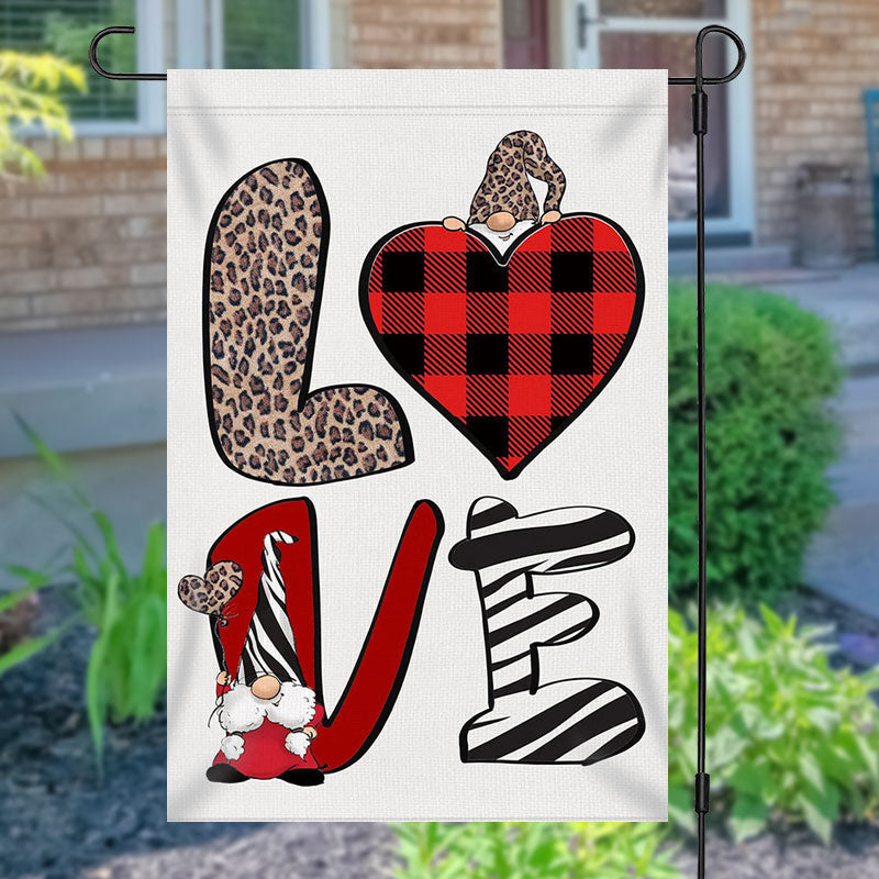Aperturee - Love Cute Gnome Burlap Merry Christmas Garden Flag